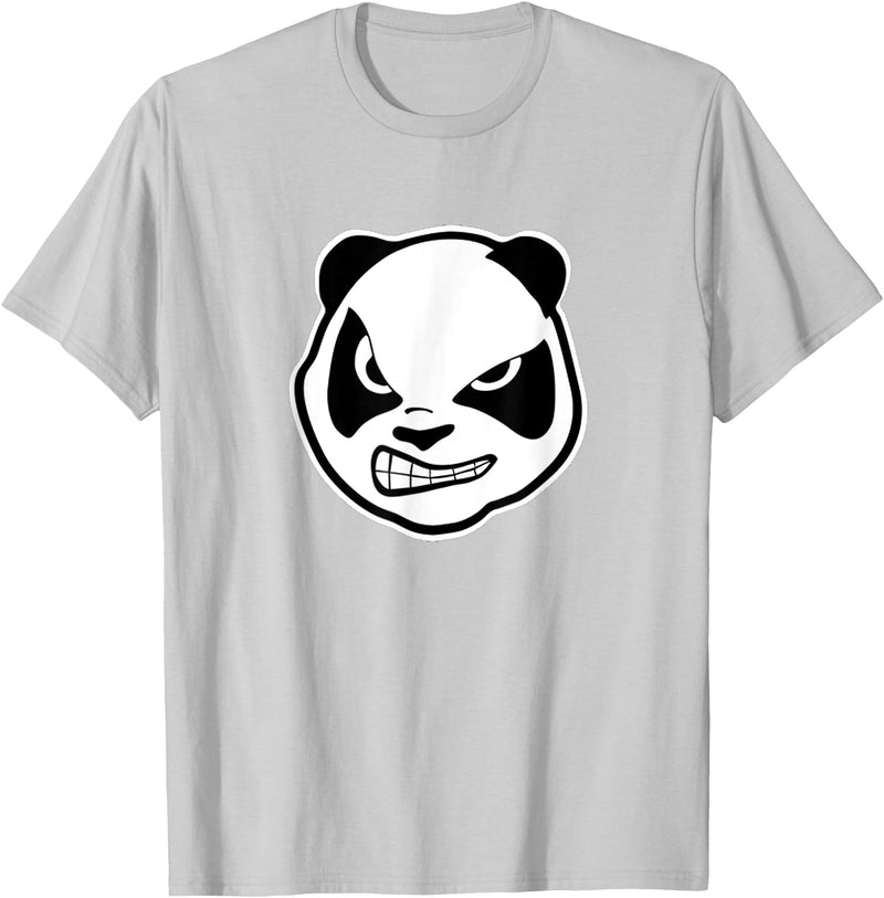Panda Smile T Shirt Angry Panda Bear T Shirt (animal shirt) - Silver Grey