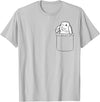 Rabbit Pocket Cute Bunny Women Girls Boys Kids Small T-Shirt in Silver Grey