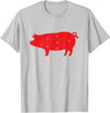 Carnivore Grilling Gifts For Butchers Pig Cuts Pork Chops Bacon Butt Butcher Costume Pigs Diagram T-Shirt - Silver Grey