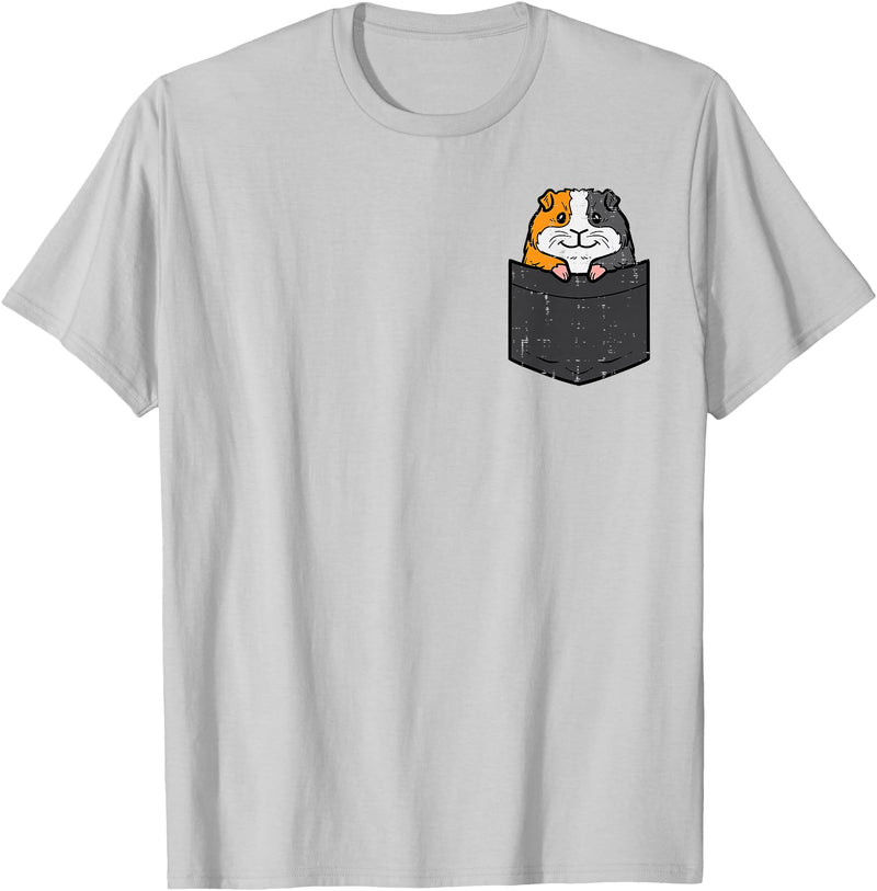 Guinea Pig Shirts For Men Women Kids Gift Guinea Pig Pocket Funny Cavy Rodent Animal Men Women Kids T-Shirt - Silver Grey