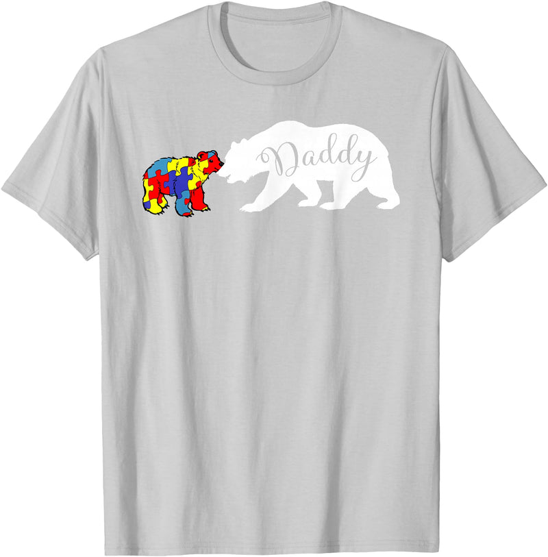 Matching Family Autism Awareness Shirts Daddy Bear Autism Awareness month Dad Grandpa Men Gift T-Shirt - Silver Grey