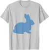 Cute Blue Rabbit Lover Bunny Graphic T-Shirt in Silver Grey