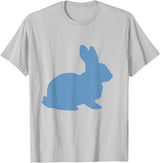 Cute Blue Rabbit Lover Bunny Graphic T-Shirt in Silver Grey