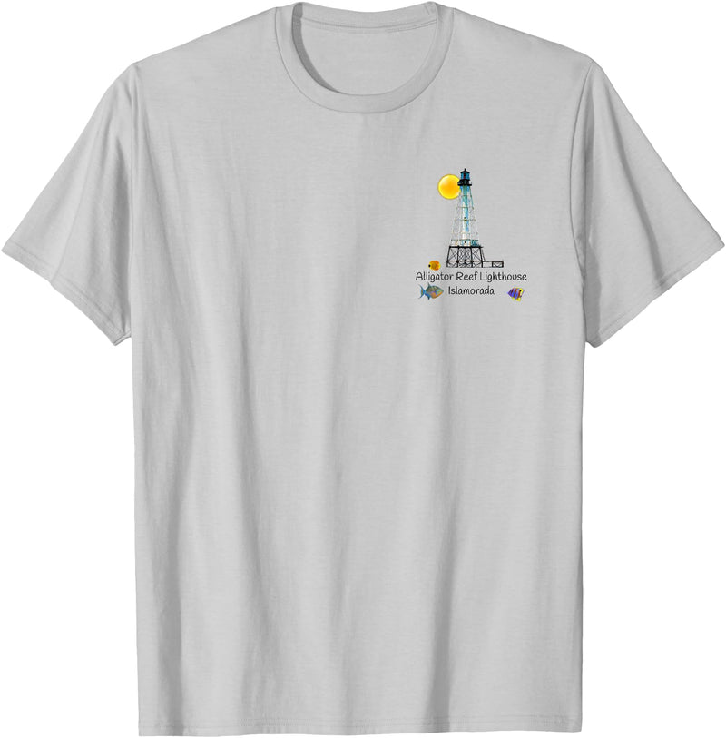 Salter Designs Alligator Reef Lighthouse Islamorada Florida Keys Fish T-Shirt - Silver Grey