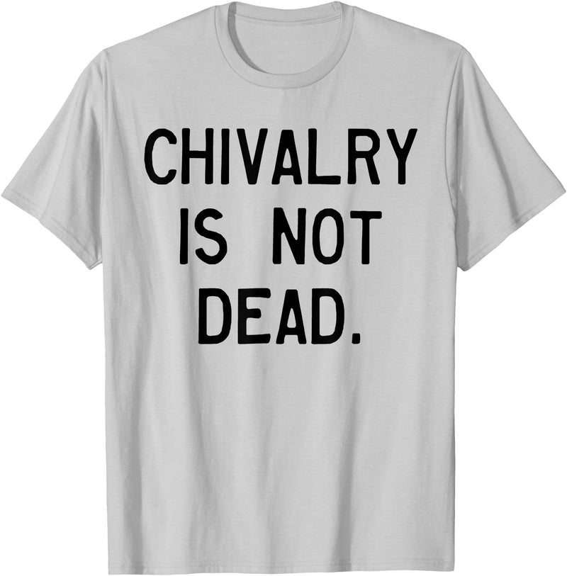 CAT COW CHIVALRY IS NOT DEAD T-Shirt - Silver Grey