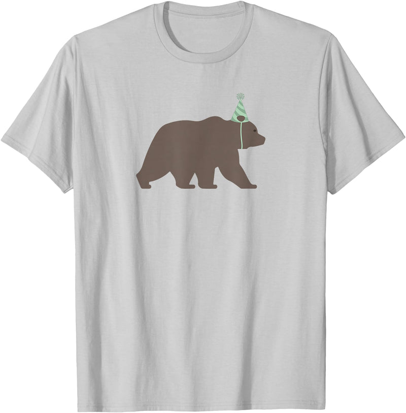 Birthday Animalz Bear Birthday T-Shirt, Kids Animal Birthday Shirt T-Shirt - Silver Grey