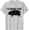 I'd Smoke That - Chefs BBQ Apparel Co. Chef Butcher BBQ I'd Smoke That Pig Pork Funny Father's Day T-Shirt - Silver Grey