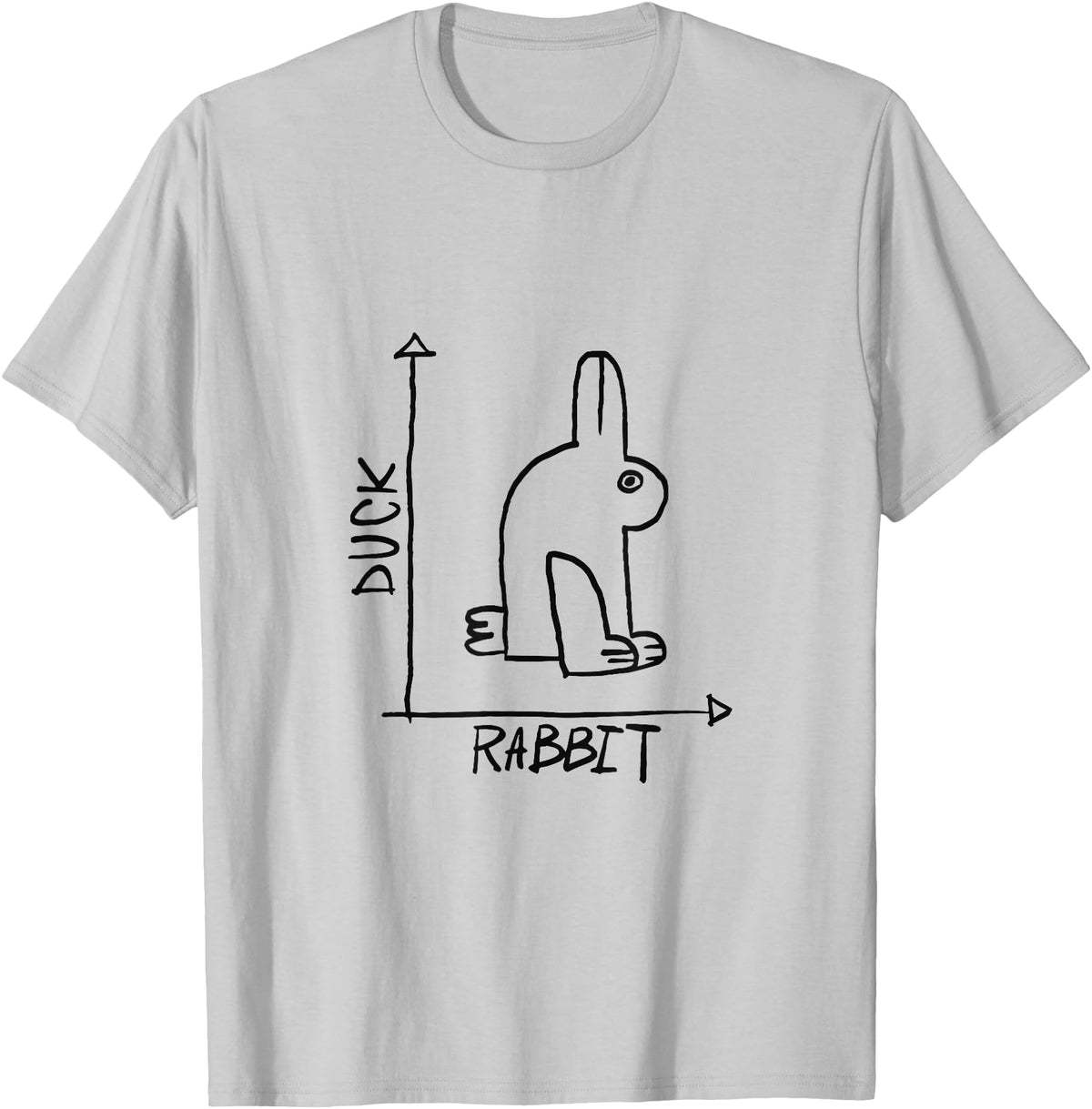 Funny Rabbit or Duck Animal Diptych Rabbit T-Shirt in Silver Grey