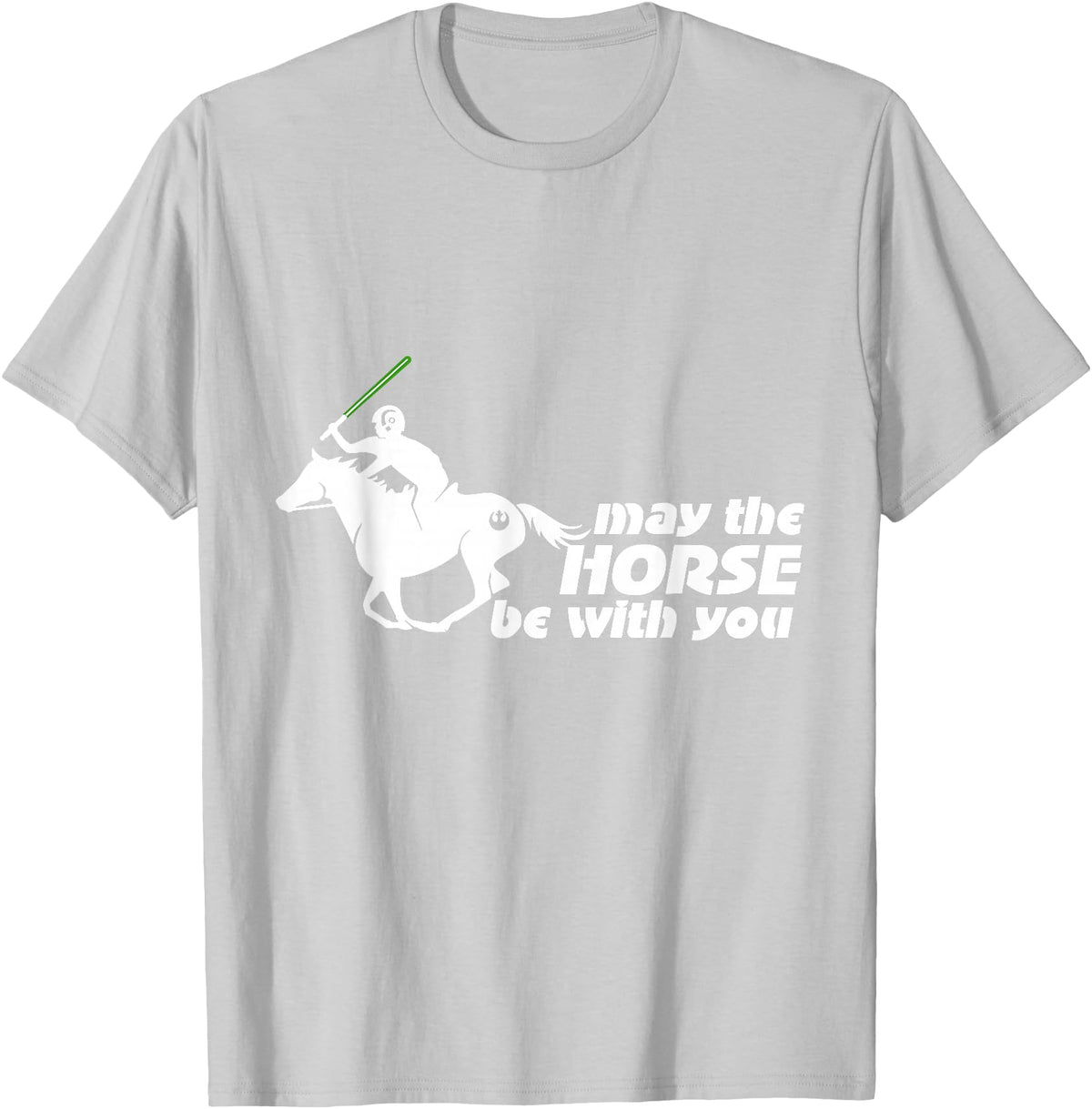 NickerStickers May the Horse Be With You | Equestrian Geek T-Shirt T-Shirt - Silver Grey