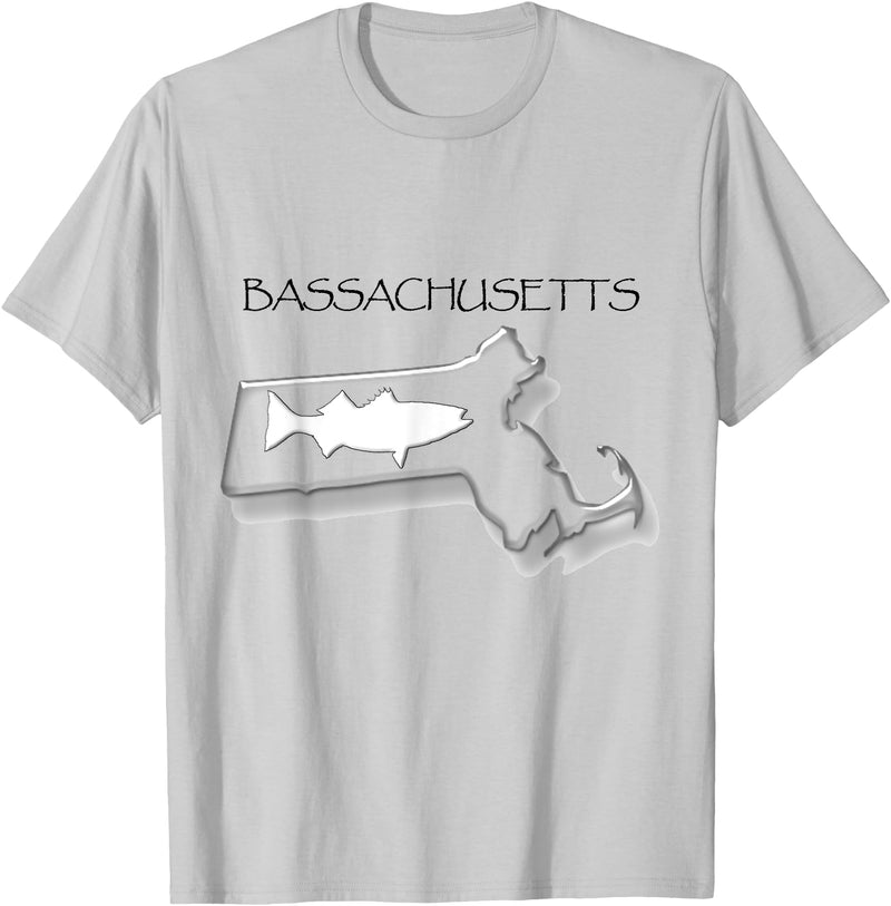 BIGHOOK Bassachusetts Fishing Striped Bass Surf Fishing Funny Shirt - Silver Grey