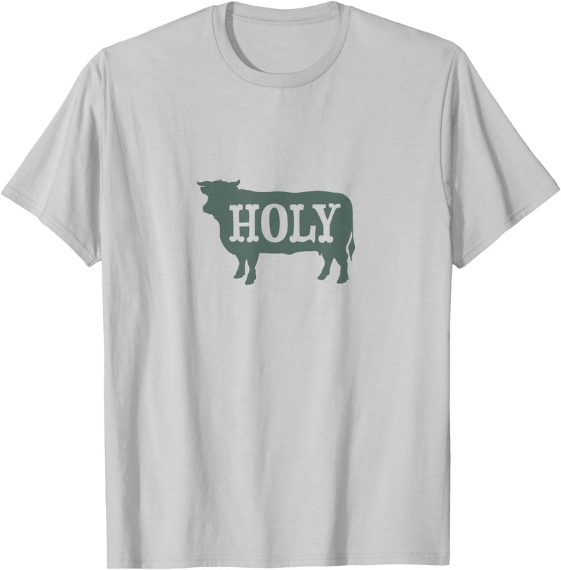 Whyitsme Design Funny Cow Pun Holy Cow T-Shirt - Silver Grey