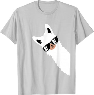 Funny Alpaca Apparel Lama Llama Alpaca with Sunglasses Lama Lover - Cool Lama T-Shirt - Silver Grey
