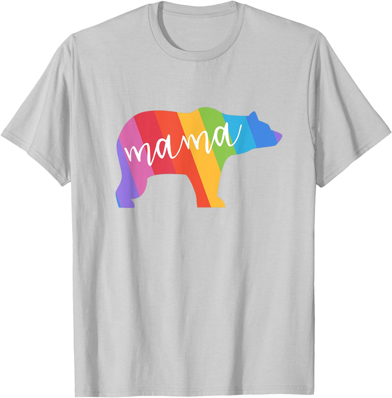 LGBT Pride Shirts Mama Bear Mom for Women Mama Bear Gay Pride t Shirt Momma and Mom 2018 - Silver Grey