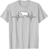 Animal Funny Farmer Farmers Gift Cow Cattle Beef Heartbeat Funny T-Shirt - Silver Grey
