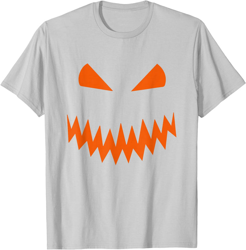 Halloween Designs. Pumpkin Jack O Lantern Scary Face Halloween Costume Graphic T-Shirt - Silver Grey