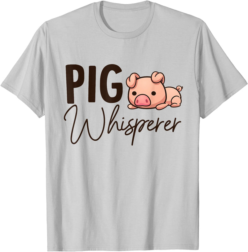 SHIRTSIDE PIG Pig Whisperer Shirt Gift For Pig Lover T-Shirt - Silver Grey