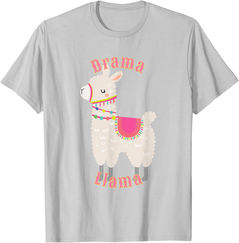 Cute Llama Shirts Drama Llama T-Shirt for Adults and Kids T-Shirt - Silver Grey
