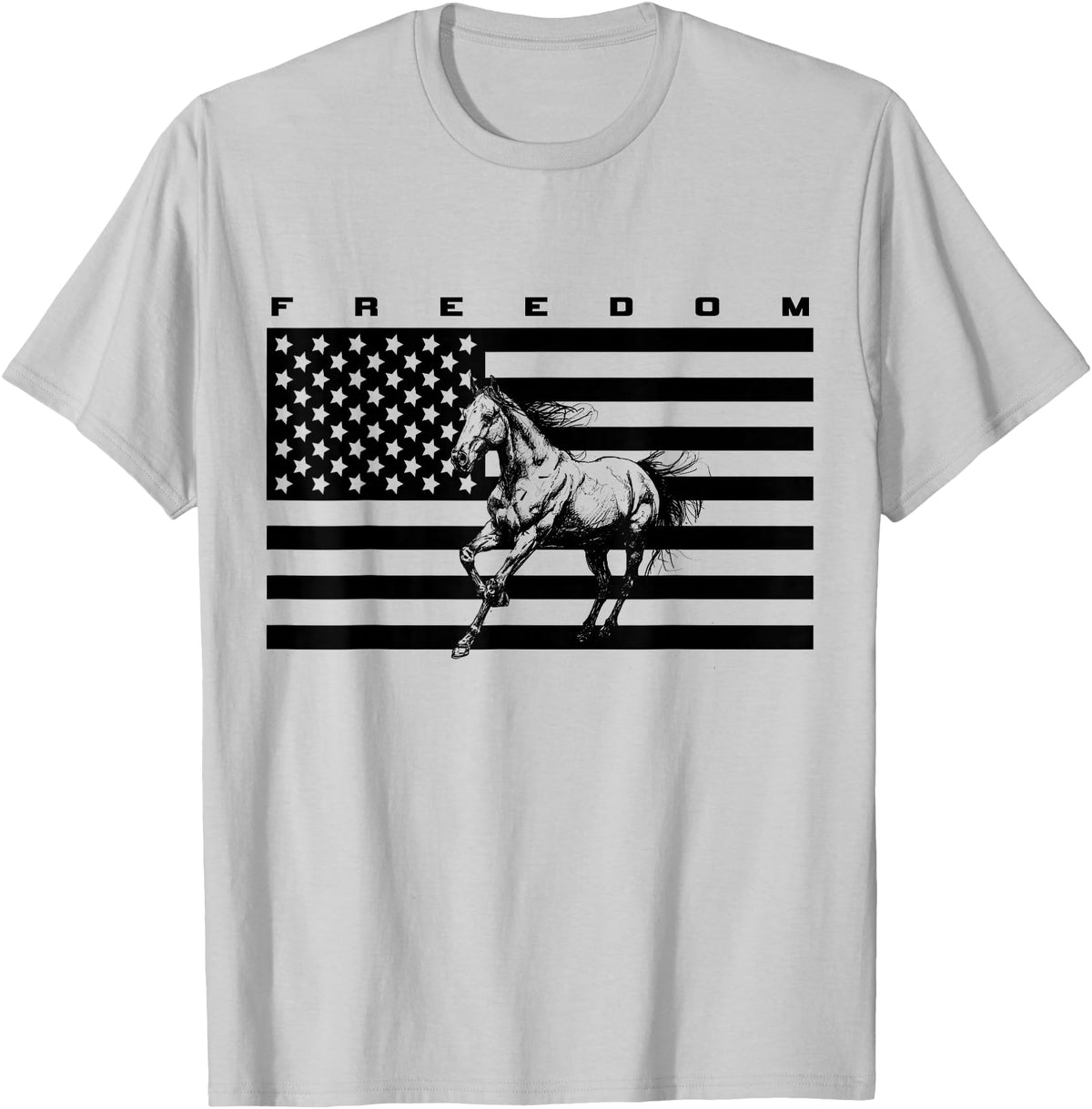 BASBO American Flag Horseback Riding Apparel - Horse T-Shirt - Straight - Silver Grey
