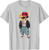 Punk Rocker Teddy Bear Rap Hip Hop Gift Men Women Punk Rocker Rapper Popster Punker Teddy Bear Rap Hip Hop T-Shirt - Silver Grey