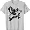 Funny Pig Humor by TKsTees Funny Flying Pig Oink Aviator T-Shirt - Silver Grey
