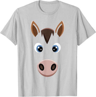 Novelty Last Minute Easy Halloween Party Stuff Halloween Horse Face Tshirt Costume Kids Cute Themed Horsey T-Shirt