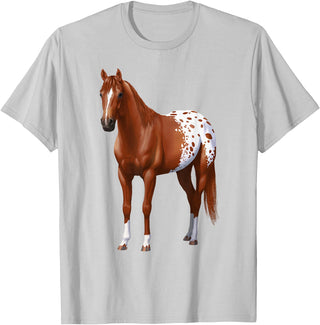 Horse Lover Art by CSForest Chestnut Sorrel Blanket Appaloosa Horse Lover Gift T-Shirt - Silver Grey
