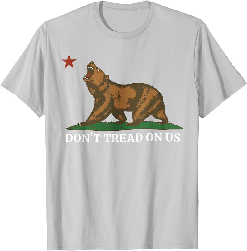 Dont Tread On Us Bear California Patriot Tee Don't Tread On Us California Bear Patriotic T-Shirt - Silver Grey
