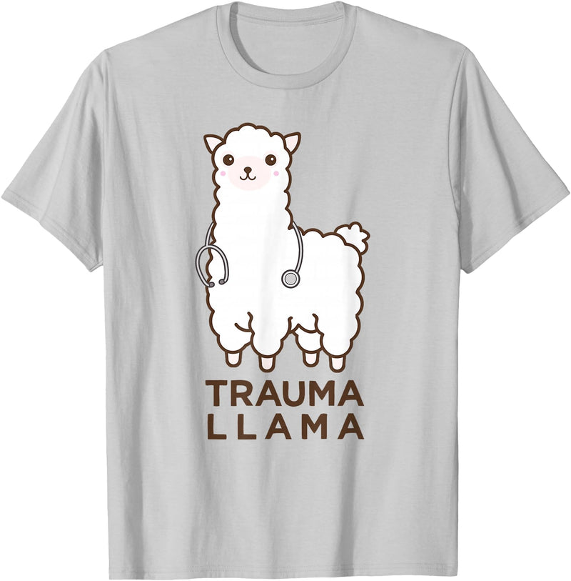Doc Llama Apparel T-Shirt Funny Llama Doctor T-Shirt, No Trauma Llamas Tee Apparel T-Shirt - Silver Grey