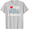 Sea Cows Tees I Love Jesus and Manatees, Cute Christian Manatee T Shirt T-Shirt - Silver Grey