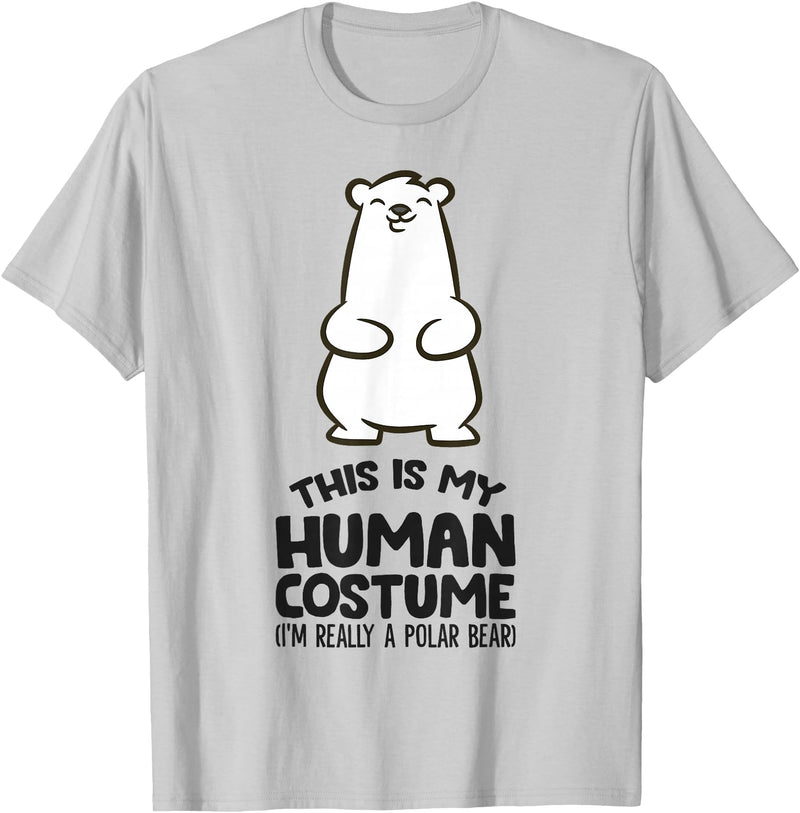 Cute Polar Bear Gifts And Tees This is My Human Costume I'm Really A Polar Bear T-Shirt - Silver Grey