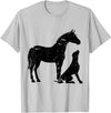 Horse And Dog Companions Forever Horse and Dog Silhouette Love Harmony T-Shirt - Silver Grey