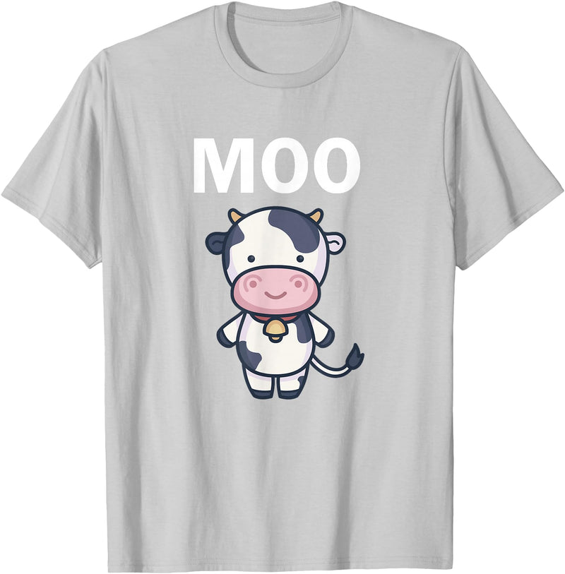 Moo Cow Funny Farmer Cow for Adults Kids Boys and Girls T-Shirt - Silver Grey