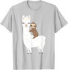Sloth & Llama Animal Gifts Sloth Riding Llama Shirt Funny Birthday Gift for Boy, Girl T-Shirt - Silver Grey