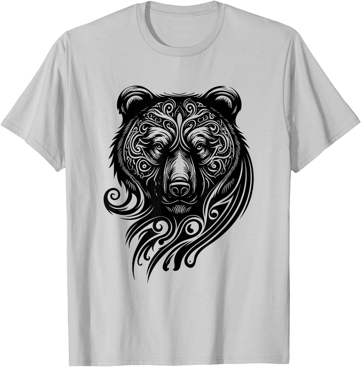 Best Tribal Tattoo Designs I Trends I Born for Art Bear Grizzly Nordic Indian Celtic Mythology Wild Animal Fan T-Shirt - Silver Grey