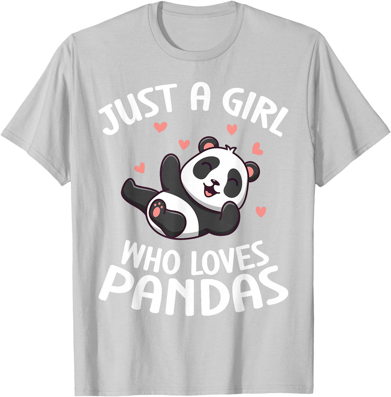 Panda Bear Clothing Panda Lover Cute Kids Just A Girl Who Loves Pandas T-Shirt - Silver Grey