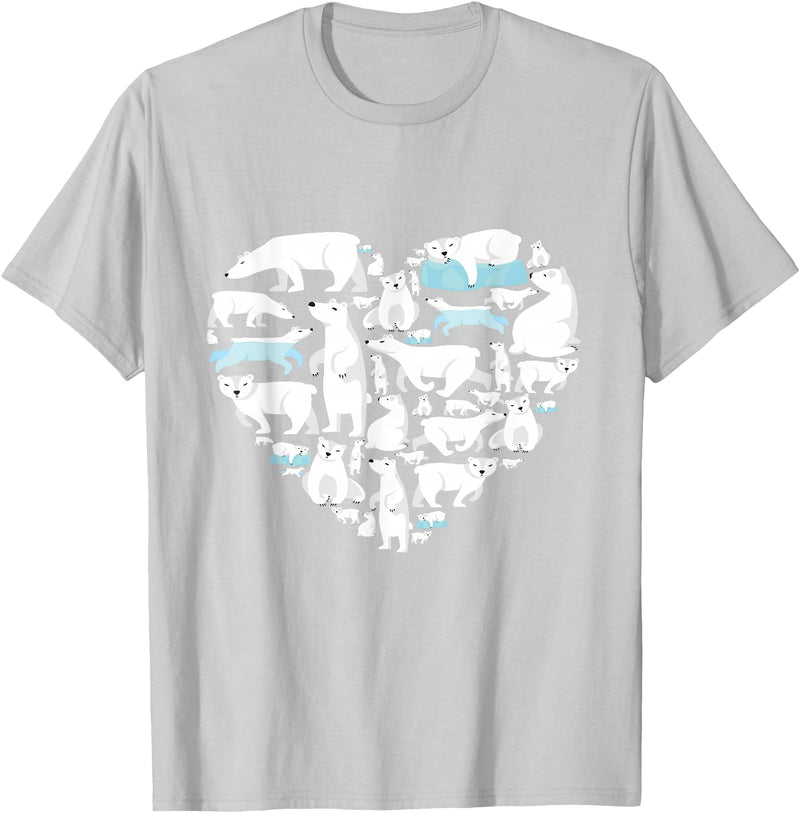 Polar beart lover heart gifts idea kids boys girls Polar Bear Lover Polar Bear Heart Valentine Gift Men Women T-Shirt - Silver Grey
