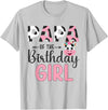 Cow Birthday Shirt For Family Men Women Cow Lover Papa of The Birthday Girl Farm Cow 1 St Birthday Girl T-Shirt - Silver Grey