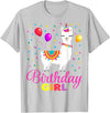 Birthday Llama Shirts Gift Cute Llama Shirt Party Animal Funny Gift for Birthday Girl T-Shirt - Silver Grey