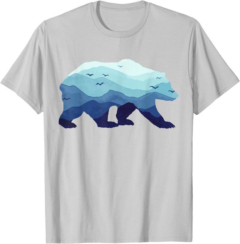 Grizzly Bear Mountains - Gifts & Apparel Co. Bear Nature Mountains Grizzly Hiking Camping Outdoor Gift T-Shirt - Silver Grey