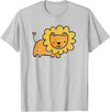 Animal Collection. Cute Lion Shirt Funny Kids Animal Drawing T-Shirt - Silver Grey