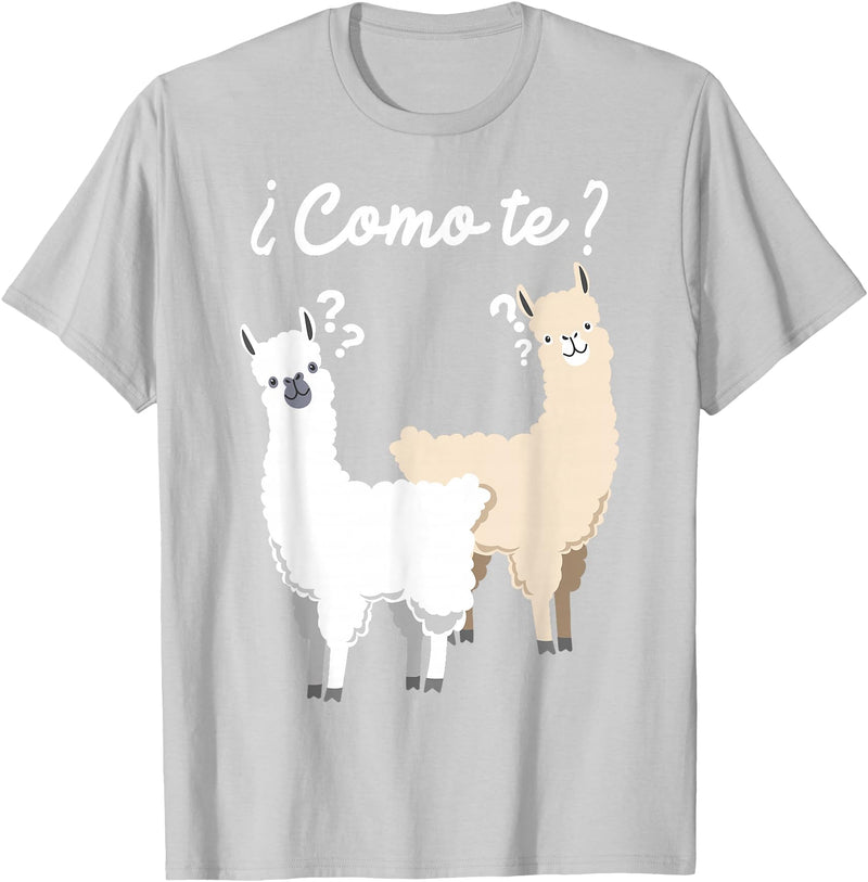 Spanish design | Llama gift | Funny Spanish design Funny Spanish gift, Como Te Llama, Llama design T-Shirt - Silver Grey