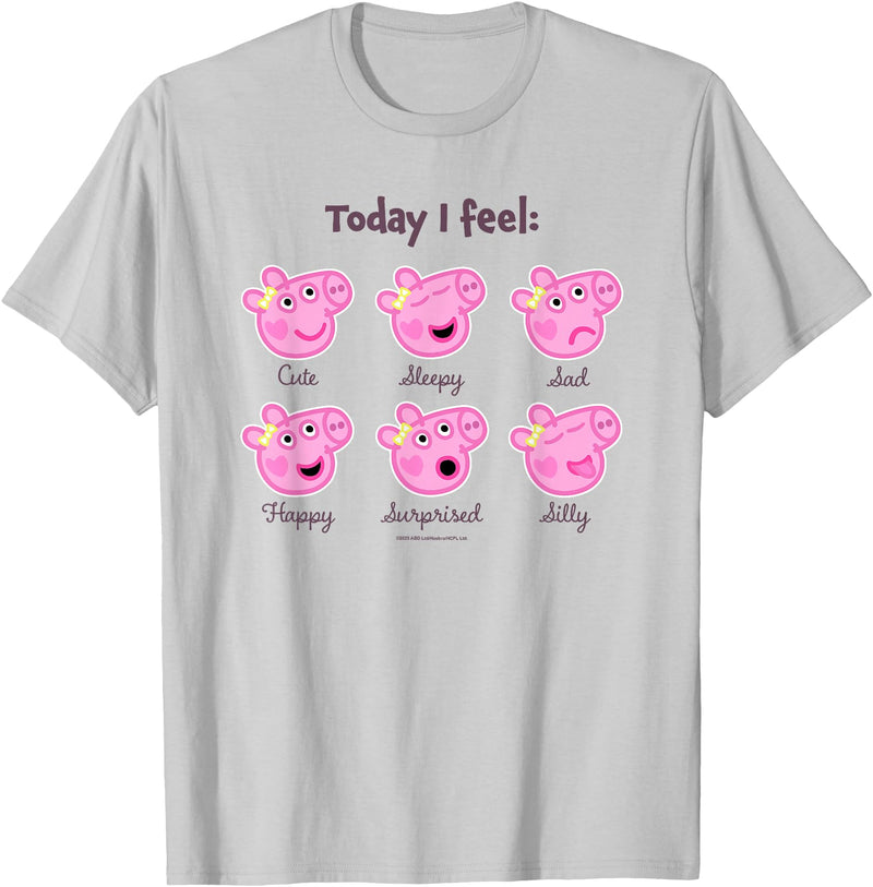 Peppa Pig 20th Anniversary Today I Feel… Baby Faces T-Shirt - Silver Grey