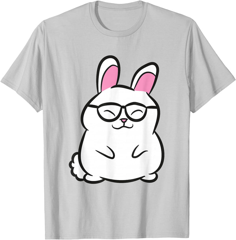 Nerdy Rabbit Owner Rabbit Hipster Rabbit T-Shirt in Silver Grey