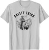 Exteevaganza Safety Third Cowboy Riding Bear Humorous Graphic T-Shirt - Silver Grey
