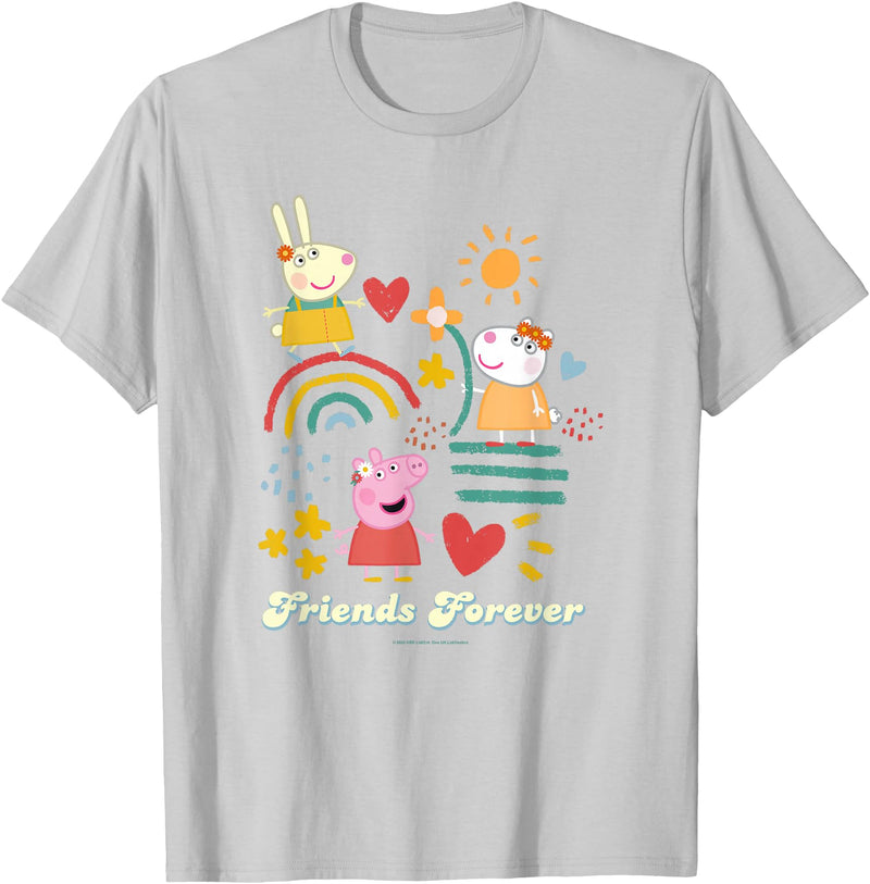 Peppa Pig Friends Forever Rebecca Rabbit & Suzy Sheep T-Shirt - Silver Grey
