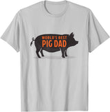 Pig Parent Shirts and Gifts World's Best Pig Dad - Funny Pet Pig Saying T-Shirt - Silver Grey