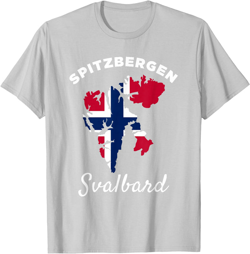 Spitzbergen Island Souvenir Svalbard Gift Norway Spitsbergen Norway Flag Men Women Spitzbergen Svalbard T-Shirt - Silver Grey