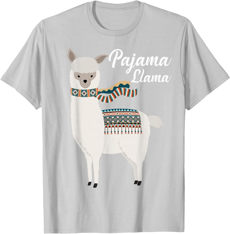Llama Pajamas GA Cute Pajama Llama Bed Time T-Shirt Llama Pajama T-Shirt - Silver Grey