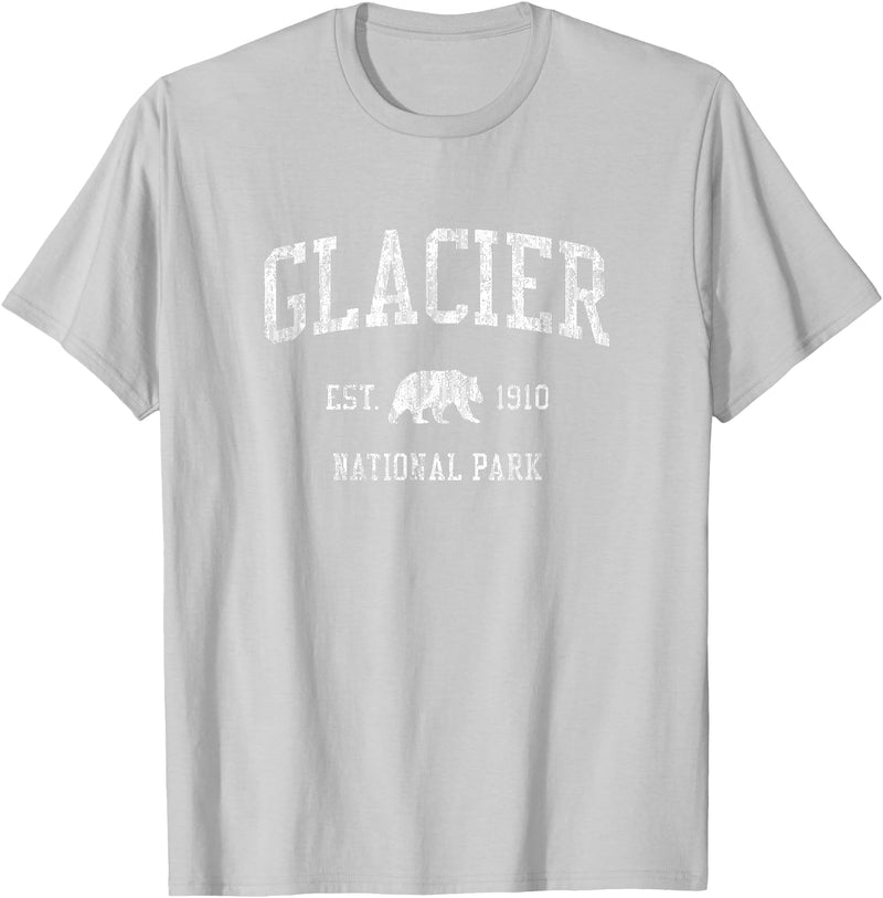 Jim Shorts Glacier National Park T-Shirt Vintage Sports Design Tee T-Shirt - Silver Grey