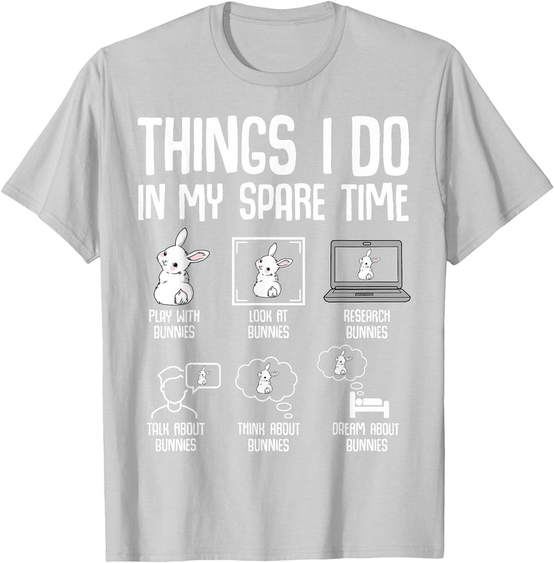 Things I Do in My Spare Time Bunny Rabbit Girls Kids Womens T-Shirt in Silver Grey